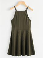Romwe Ribbed Strappy Open Back Cami Dress