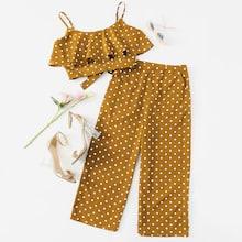 Romwe Polka Dot Flounce Cami Top & Culotte Pants Co-ord