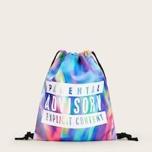Romwe Tie Dye Backpack With Drawstring