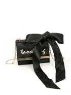 Romwe Letter Embroidered Bow Tie Chain Bag