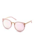 Romwe Pink Frame Metal Trim Cat Eye Sunglasses