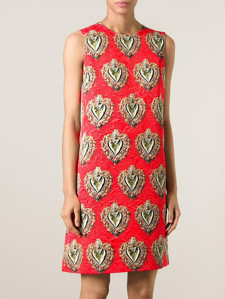 Romwe Red Round Neck Sleeveless Print Dress