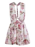 Romwe V Cut Backless Florals Jumpsuit