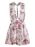 Romwe V Cut Backless Florals Jumpsuit