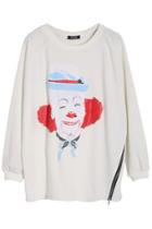 Romwe Clown Print White Sweatshirt