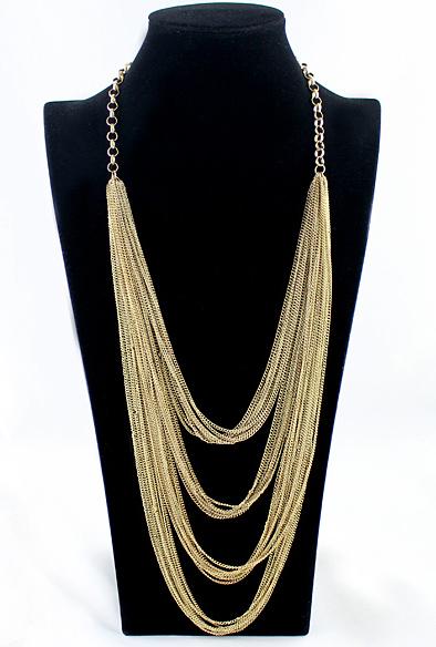 Romwe Fashion Jewelry Bold Design Multi-layers Waterfall Gold Tassel Necklace