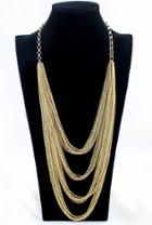 Romwe Fashion Jewelry Bold Design Multi-layers Waterfall Gold Tassel Necklace