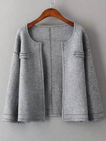 Romwe Long Sleeve Knit Grey Coat