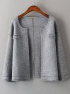 Romwe Long Sleeve Knit Grey Coat