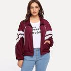 Romwe Plus Drawstring Color Block Jacket