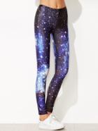 Romwe Galaxy Print High Waist Skinny Leggings