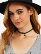 Romwe Star Pendant Hollow Lace Choker Necklace