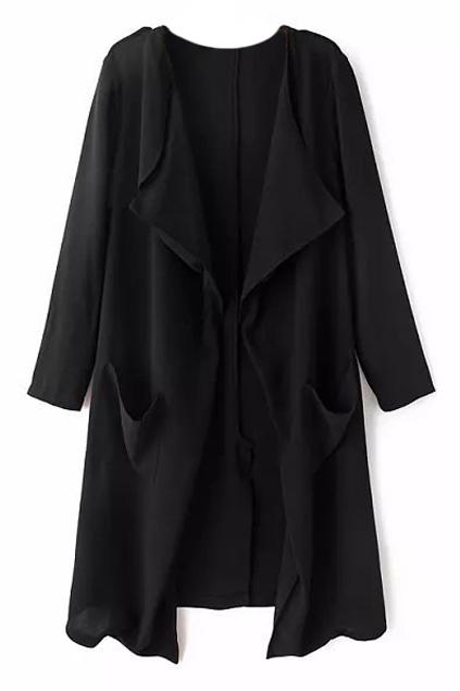 Romwe Open Front Sheer Black Cardigan