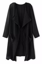 Romwe Open Front Sheer Black Cardigan
