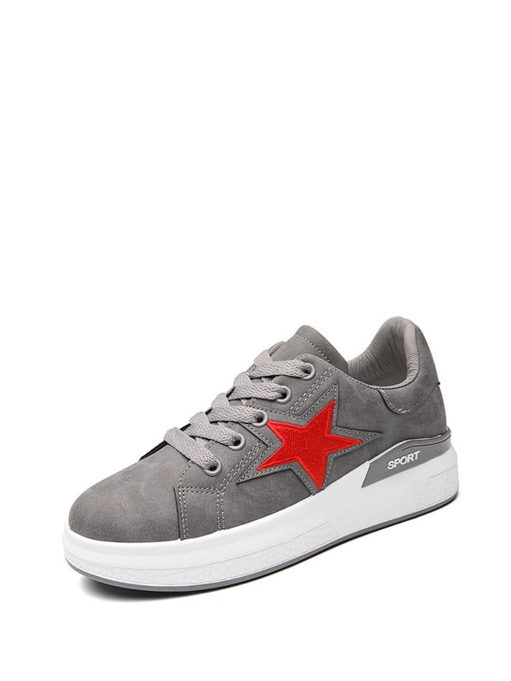 Romwe Star Patch Lace Up Sneakers