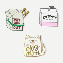 Romwe Milk & Dog Cartoon Brooch Set 3pcs