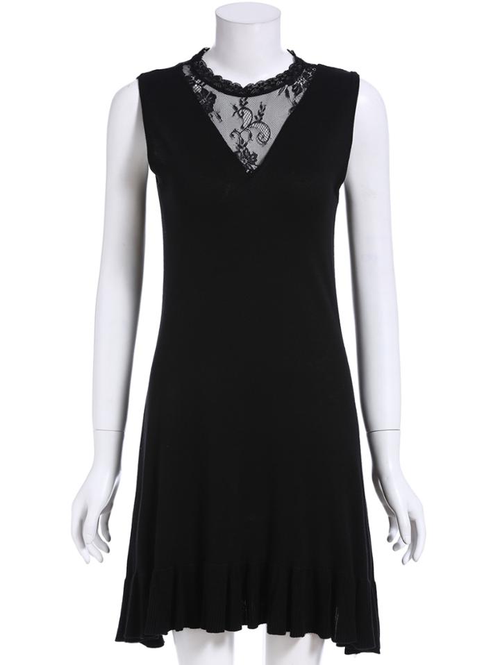 Romwe Sheer Lace Ruffle Slim Dress