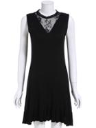 Romwe Sheer Lace Ruffle Slim Dress