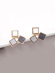 Romwe Square Design Color Block Stud Earrings