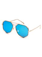 Romwe Gold Frame Double Bridge Blue Aviator Sunglasses
