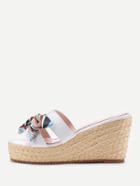 Romwe Contrast Bow Tie Woven Wedges