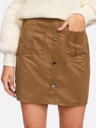 Romwe Dual Pocket Suede Skirt