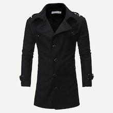Romwe Guys Single Breasted Slit Hem Coat