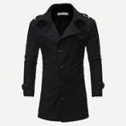 Romwe Guys Single Breasted Slit Hem Coat