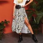 Romwe Split Thigh Zebra Print Skirt