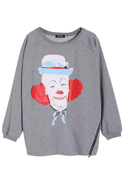 Romwe Clown Print Grey Sweatshirt