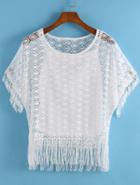 Romwe With Tassel Lace Loose Top