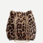 Romwe Leopard Pattern Chain Tote Bag