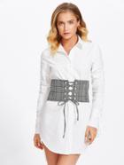 Romwe Lace Up Plaid Belt