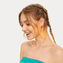 Romwe Plain Cut Hoop Earrings 2pairs