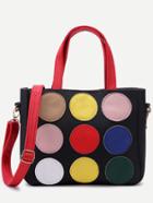 Romwe Multicolor Faux Leather Patch Shoulder Bag With Makeup Bag