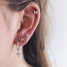 Romwe Lightning & Star Stud Earrings Set 4pcs