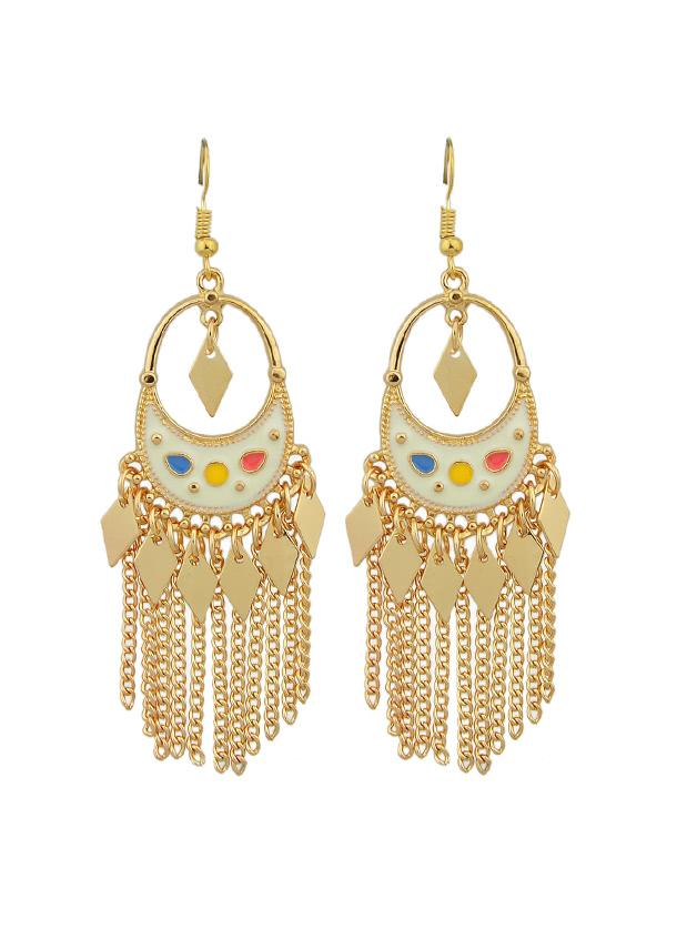 Romwe Colorful Bohemian Tassel Earrings
