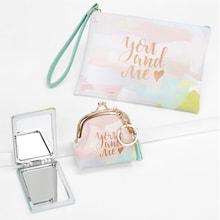 Romwe Letter Pattern Makeup Bag & Mirror & Wallet 3pack