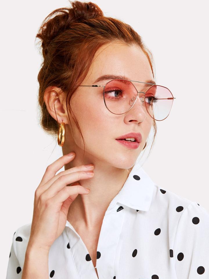 Romwe Double Bridge Ombre Sunglasses