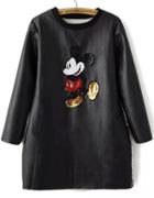 Romwe Sequined Mickey Pattern Loose Dress