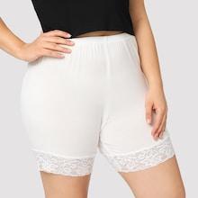 Romwe Plus Contrast Lace Legging Shorts