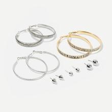 Romwe Zebra Pattern Hoop & Stud Earrings 6pairs