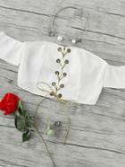 Romwe Eyelet Lace Up Bardot Top