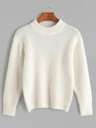 Romwe White Long Sleeve Basic Sweater
