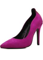 Romwe Purple Point Toe Metal Hollow High Heeled Pumps