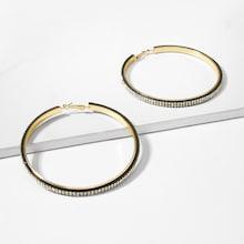 Romwe Rhinestone Detail Oversize Hoop Earrings