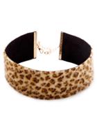 Romwe Leopard Pattern Fluffy Wide Choker Necklace