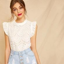 Romwe Frill Neck Schiffy Blouse