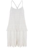 Romwe Spaghetti Strap Hollow Lace Romper