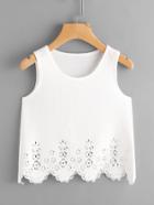Romwe Scallop Laser Cut Out Textured Tank Top